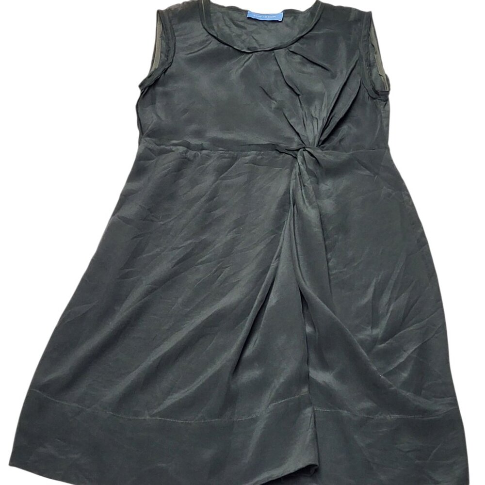 Samy Chalon Twist Front Silk Dress Womens Medium Raw Edge Gray